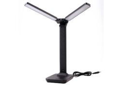 Ultraflash UF-819 C02 черный (Led, светильник настольный, 12Вт, 6000К, 3ур.яркости, 2 плафона, кожа)