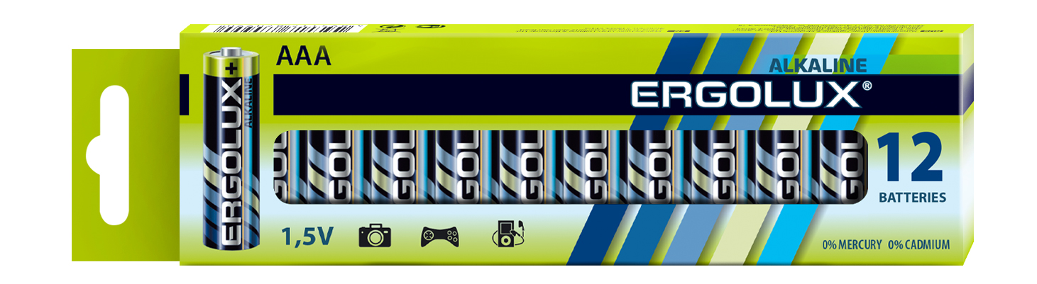 Ergolux Alkaline LR03 BP-12 (LR03 BP-12, мизинчиковая батарейка ААА 1.5В)