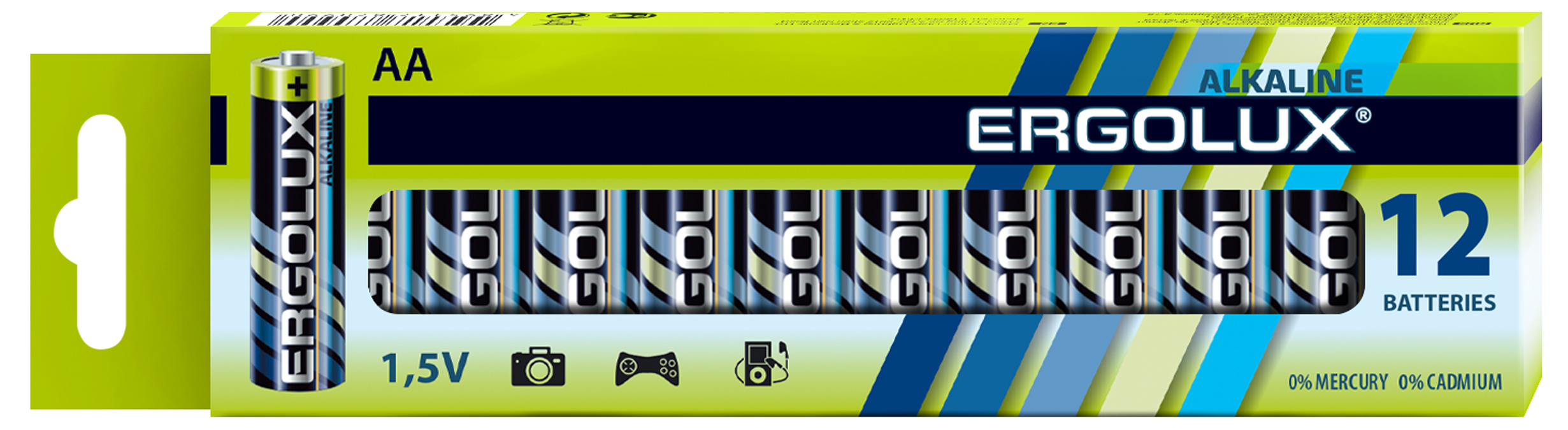 Ergolux Alkaline LR6 BP-12 (LR6 BP-12, пальчиковая батарейка АА 1.5В)