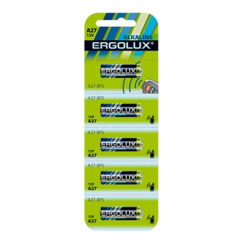 Ergolux Alkaline LR27A BL-5 (A27-BP5, батарейка,12В)