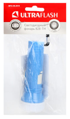Ultraflash 828-TH    (фонарь, голубой, 1LED, 1 реж., 3xAG10 в комплекте,, пластик, блистер-пакет)