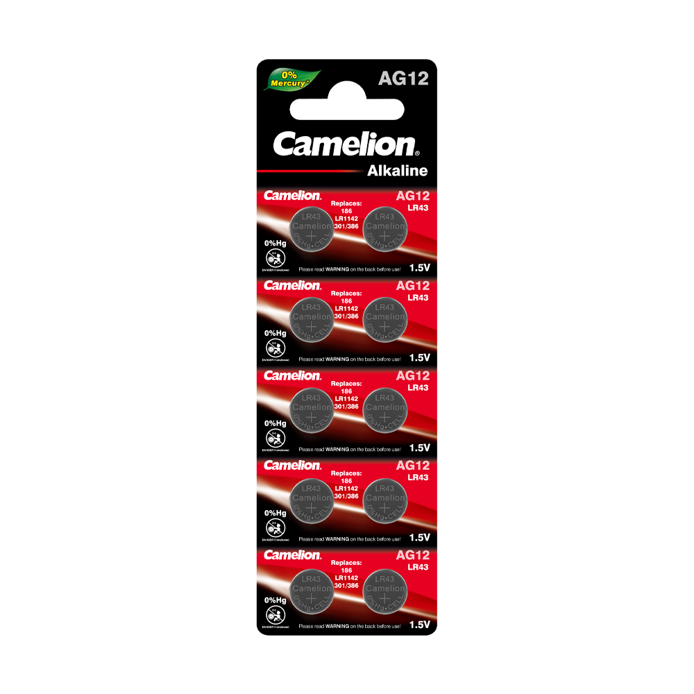 Camelion G12 BL-10 Mercury Free (AG12-BP10(0%Hg), LR43, LR1142 батарейка для часов)