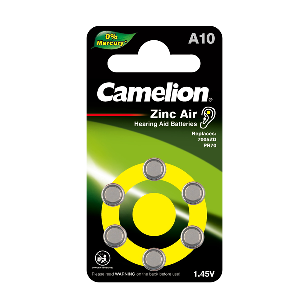 Camelion ZA10 BL-6 Mercury Free (A10-BP6(0%Hg), PR70 батарейка для слуховых аппаратов, 1.4V)