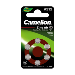 Camelion  ZA312 BL-6 Mercury Free (A312-BP6(0%Hg), PR41 батарейка для слуховых аппаратов, 1.4V)