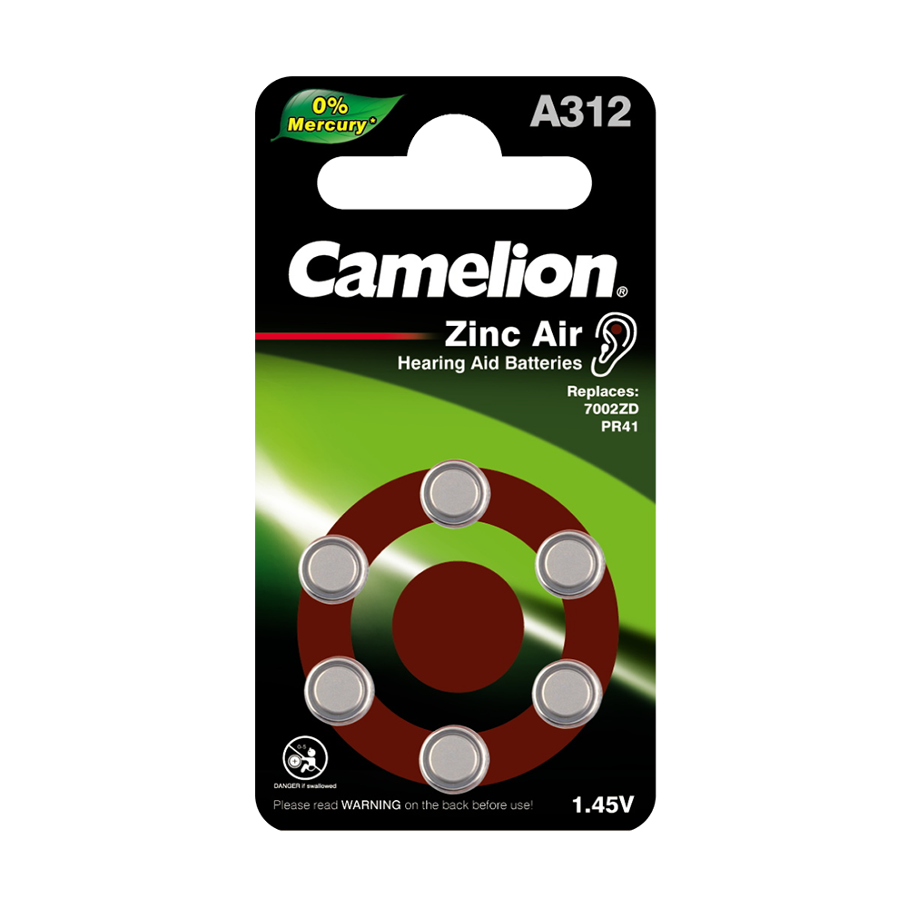 Camelion ZA312 BL-6 Mercury Free (A312-BP6(0%Hg), PR41 батарейка для слуховых аппаратов, 1.4V)