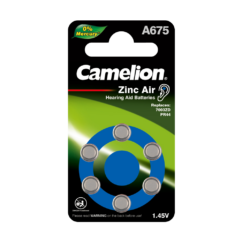 Camelion  ZA675 BL-6 Mercury Free (A675-BP6(0%Hg), PR44 батарейка для слуховых аппаратов, 1.4V)