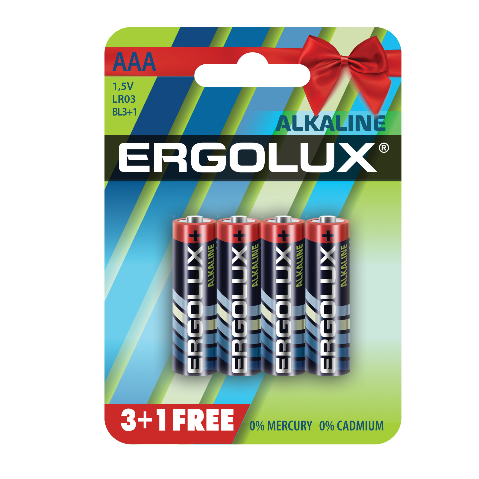 Ergolux Alkaline LR03 BL-3+1 (LR03 BL3+1, мизинчиковая батарейка ААА 1.5В)