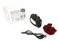 Ultraflash LED5359 (фонарь налобн.аккум. 5В  черный COB 3 Ватт, 3 реж.,пласт.,бокс)