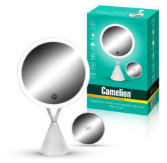 Camelion M282-DL C01 бел.(Зеркало C LED подсветк.,1x/ Cъёмн.5x- увелич.,дневн.свет,5Вт,4*LR03 /USB)