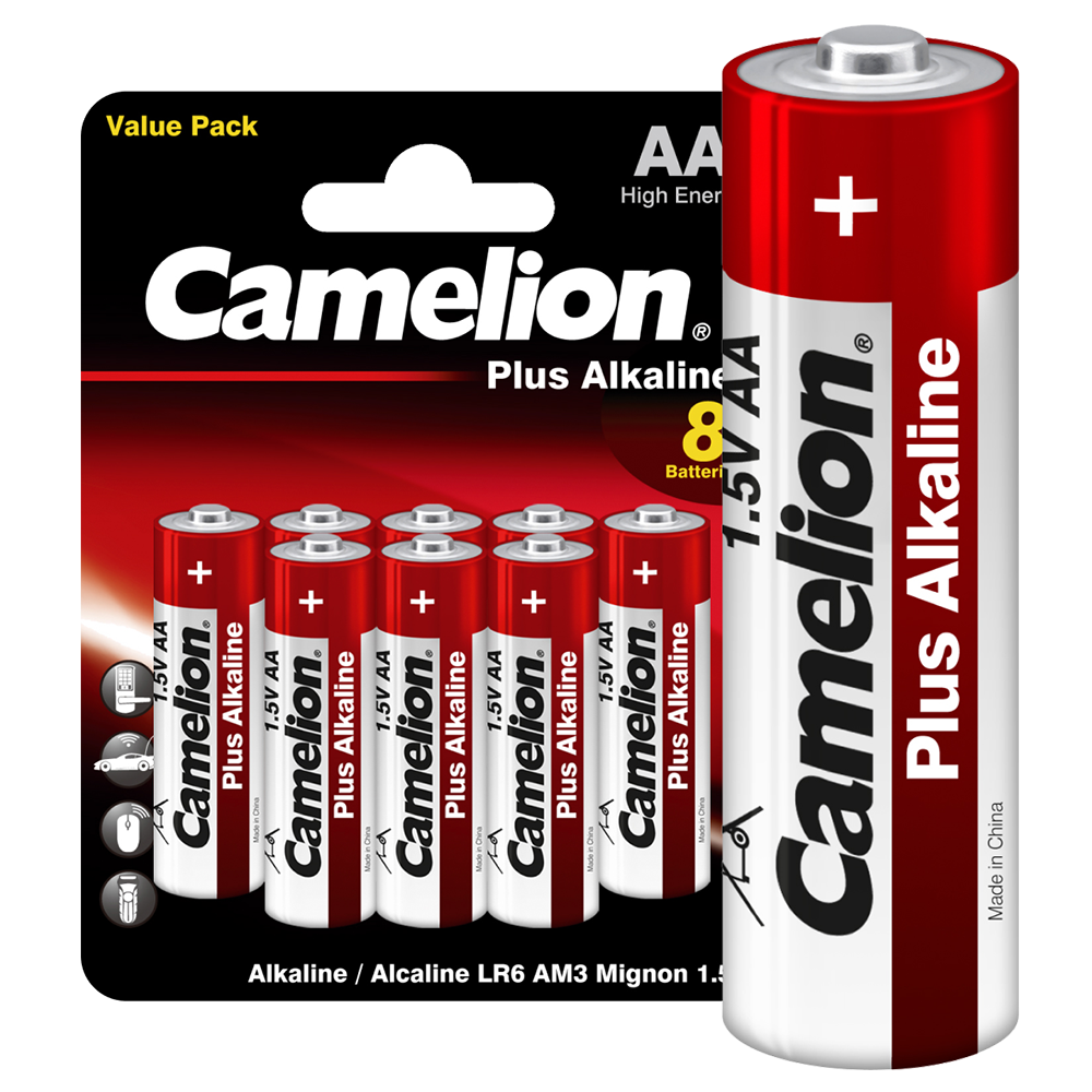 Camelion Plus Alkaline LR6 5+3 (LR6-BP5+3, пальчиковая батарейка АА 1.5В)