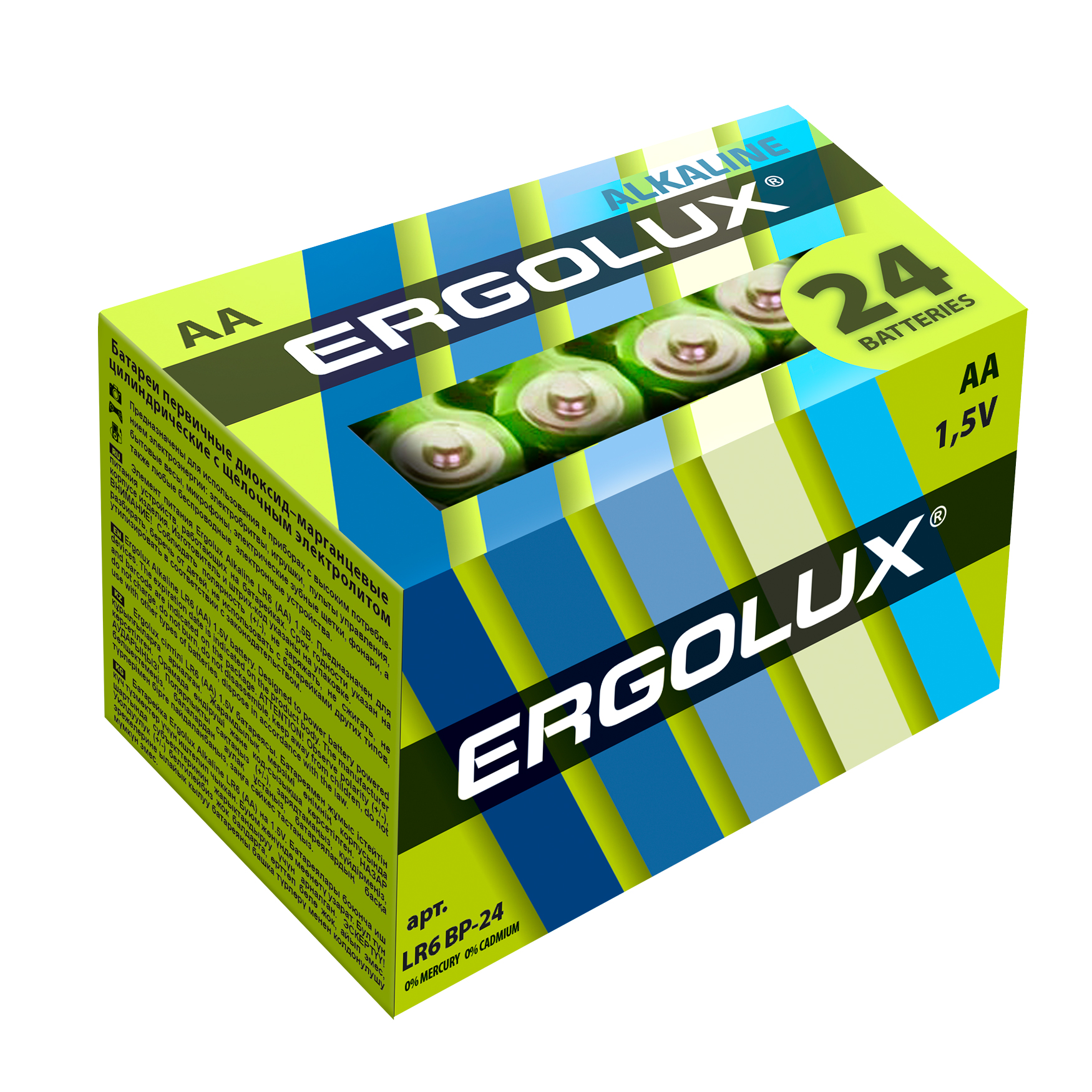 Ergolux Alkaline LR6 BP-24 (LR6 BP-24, пальчиковая батарейка АА 1.5В)