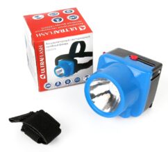 Ultraflash LED5375 (фонарь налобн. аккум. 220В, голубой, 1 Ватт LED, 2 реж, пласт, бокс)