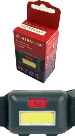 Ultraflash LED5356  (фонарь налобный, черный, 0,95Вт COB LED, 3 реж, 3XAAA, пласт, кор)