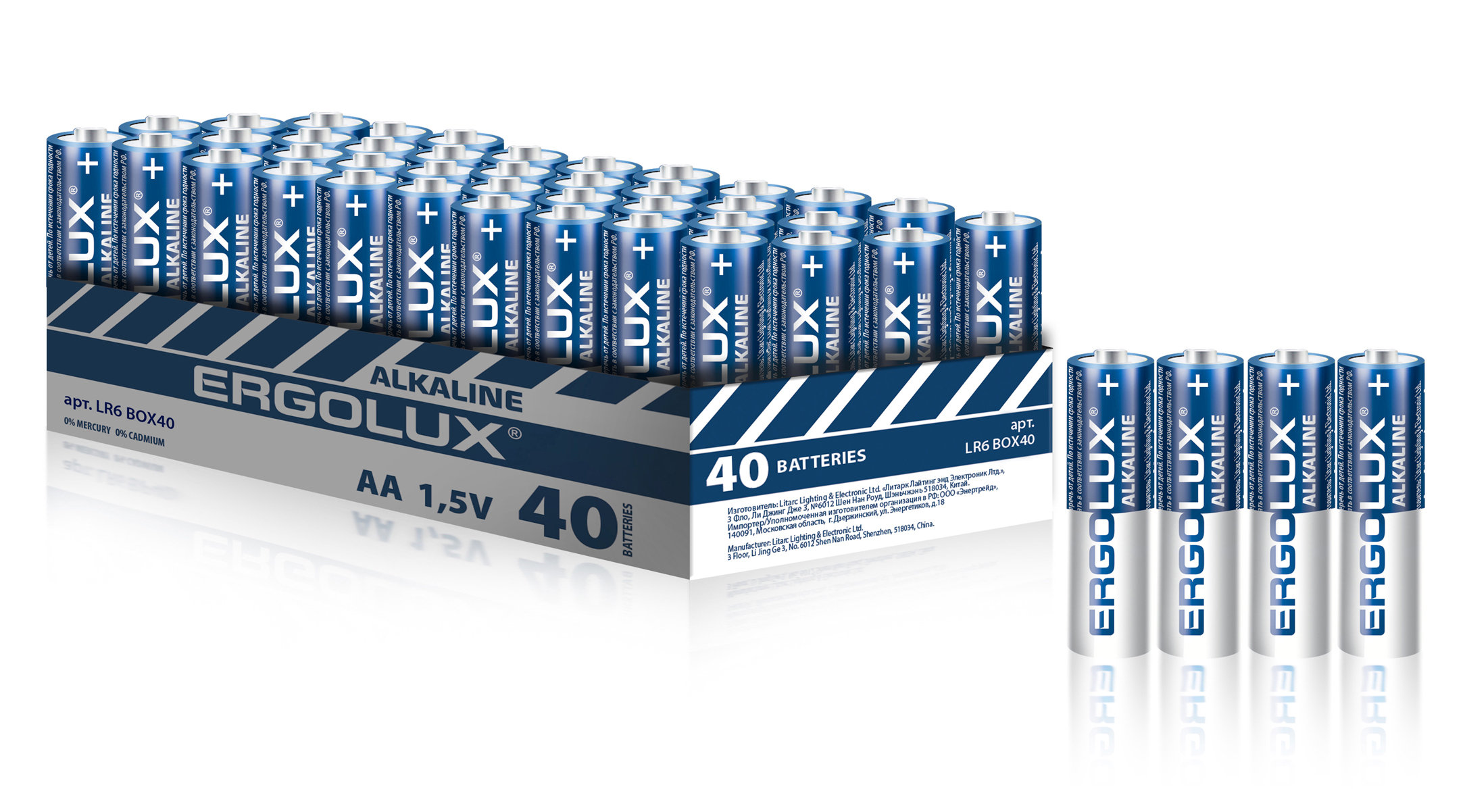 Ergolux Alkaline LR6 BOX40 (ПРОМО, LR6 BOX40, пальчиковая батарейка АА 1.5В)
