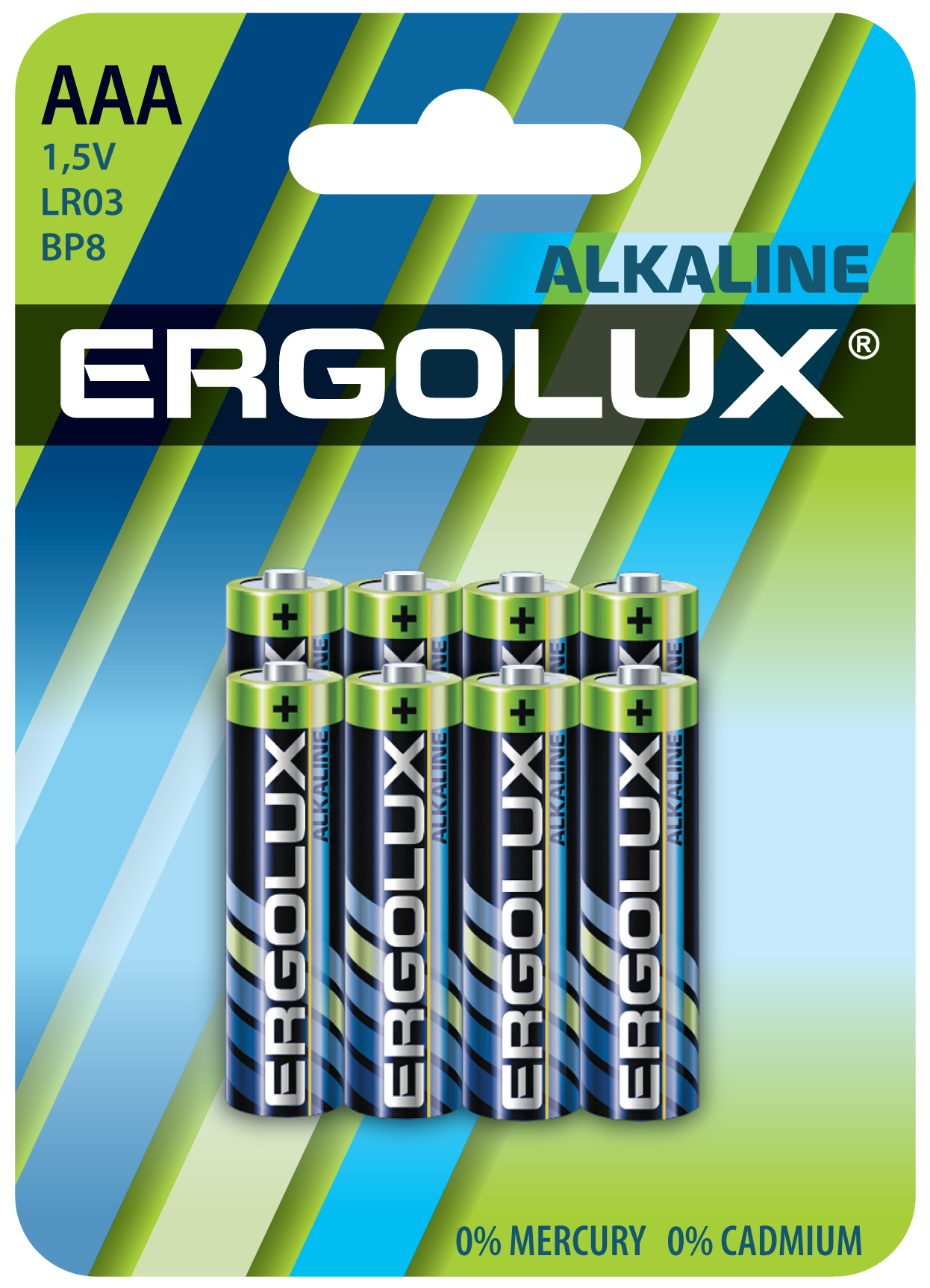 Ergolux Alkaline LR03 BL-8 (LR03 BP8, мизинчиковая батарейка ААА 1.5В)