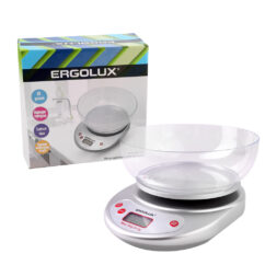 ERGOLUX ELX-SK05-C03 серые металлик (весы кухонные до 5 кг со съемной чашей)