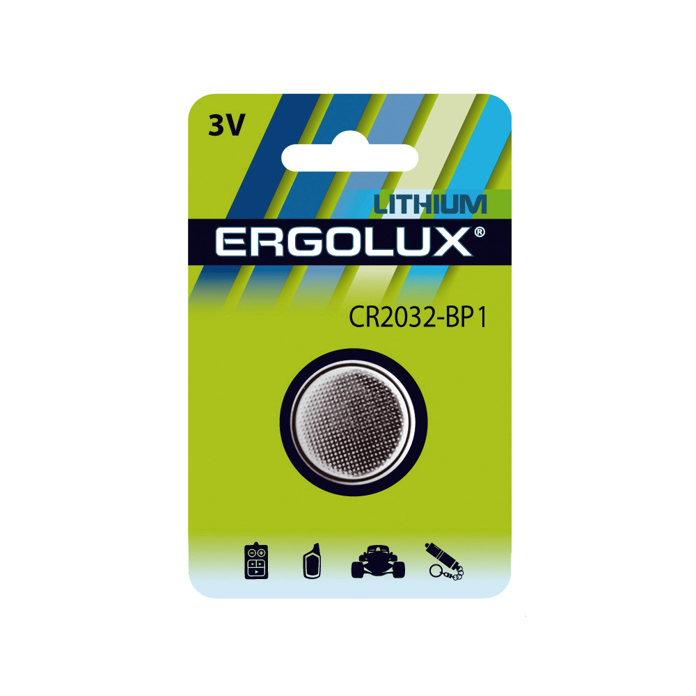 Ergolux CR2032 BL-1 (CR2032-BP1, батарейка литиевая,3V)