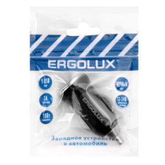 ERGOLUX ELX-CA01P-C02 ПРОМО (Автомобильный адаптер 1USB, 12В, 5V/2А, LED, Черный, Пакет )