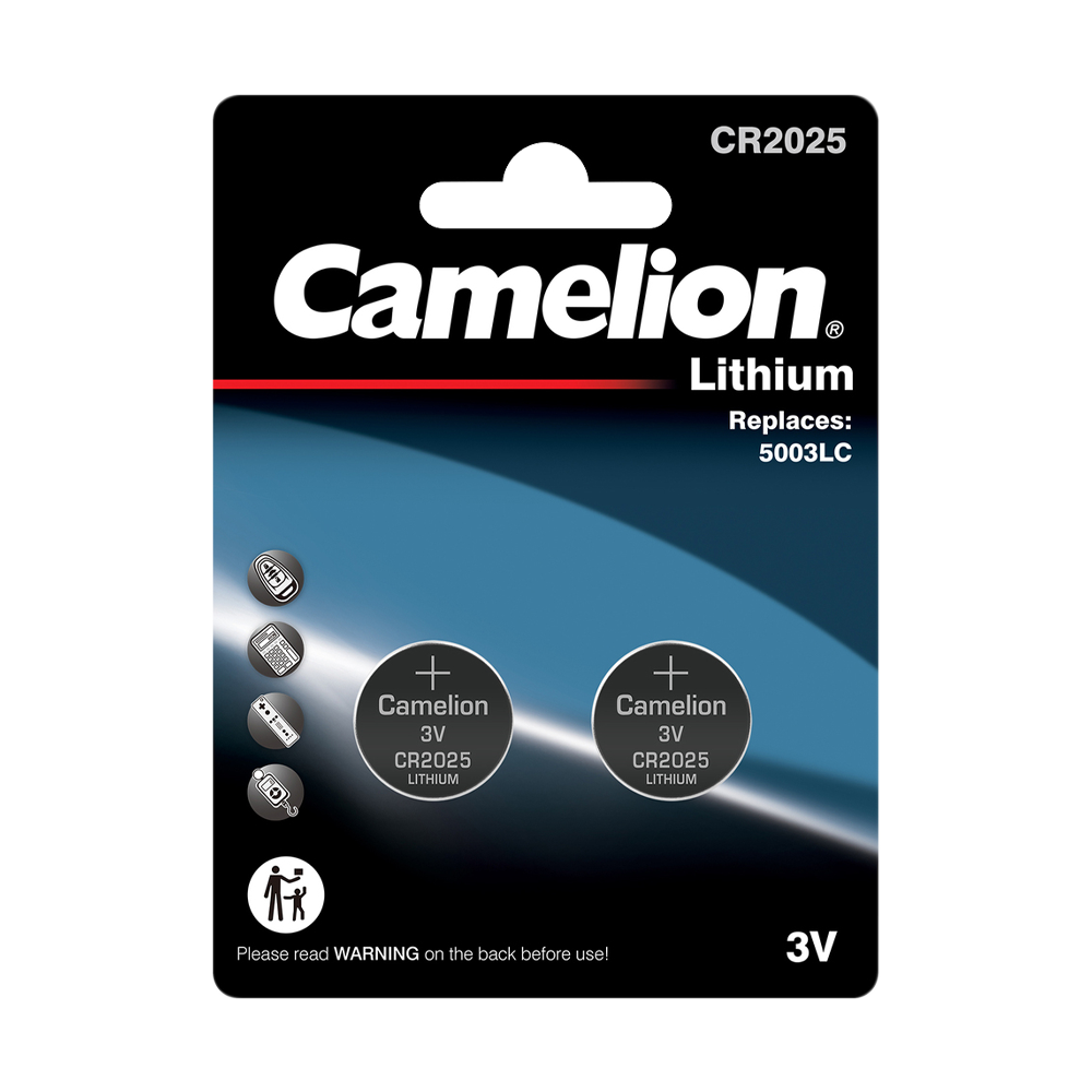 Camelion CR2025 BL-2 (CR2025-BP2, батарейка литиевая,3V)