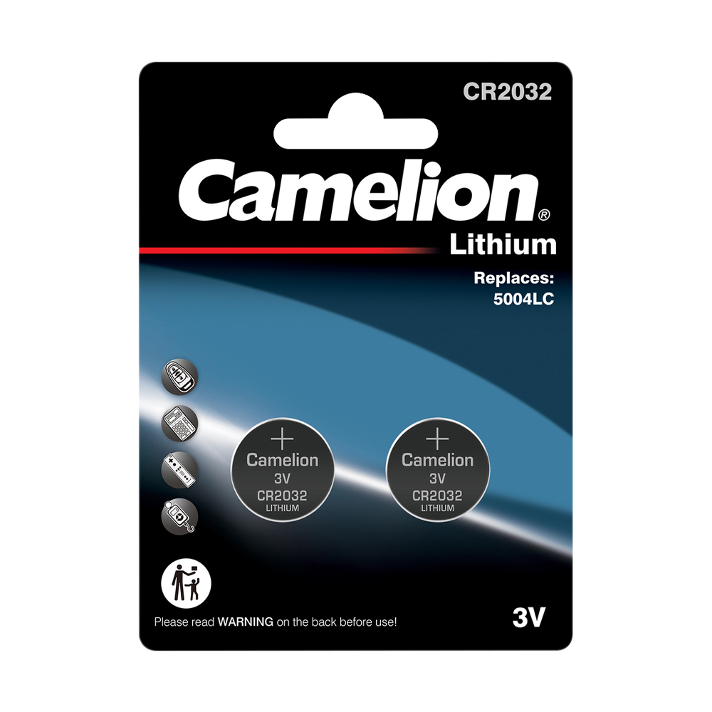 Camelion CR2032 BL-2 (CR2032-BP2, батарейка литиевая,3V)