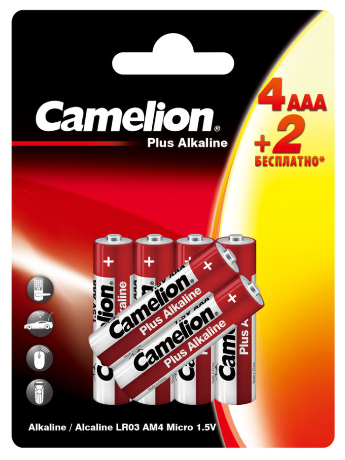 Camelion Plus Alkaline LR03 4+2 (4+2LR03-BP, батарейка,1.5В)