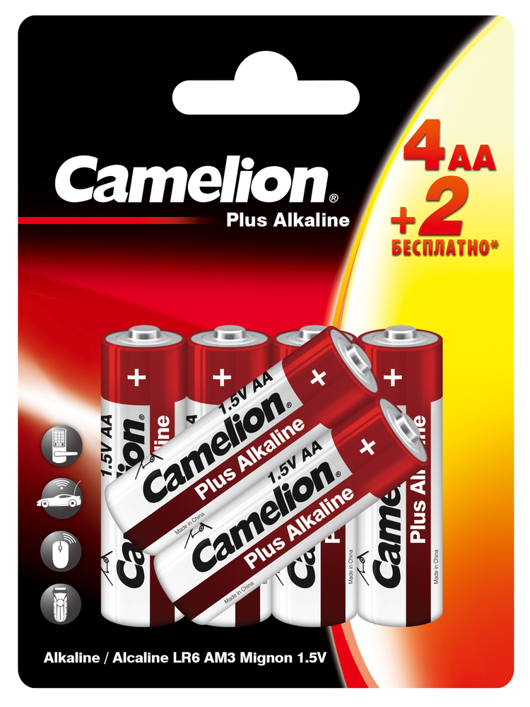 Camelion Plus Alkaline LR6 4+2 (4+2LR6-BP, батарейка,1.5В)