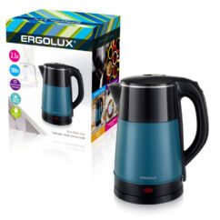 ERGOLUX ELX-KS14-C44 черый/зеленый (чайник нерж.сталь/пластик, 2,3л, 220-240В, 1800 Вт)