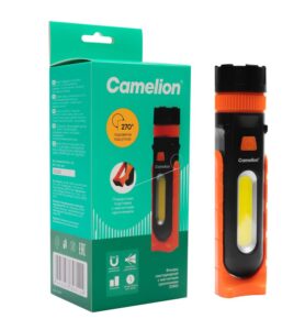 Сamelion E1443 (фонарь универс, LED+COB, черн/оранж., 3XR03, магн, пласт., кор.)