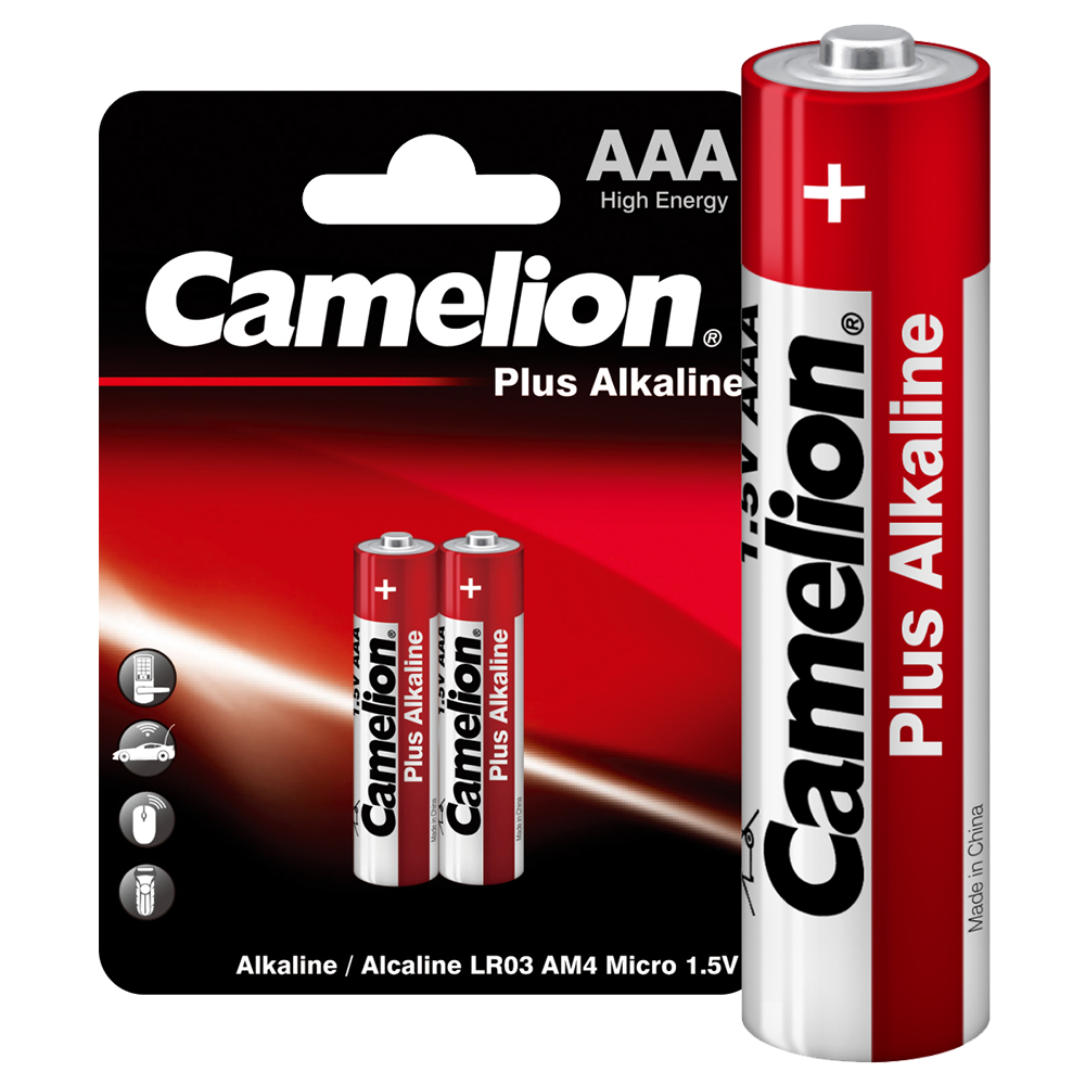 Camelion Plus Alkaline LR03 BL-2 (LR03-BP2, мизинчиковая батарейка ААА 1.5В)