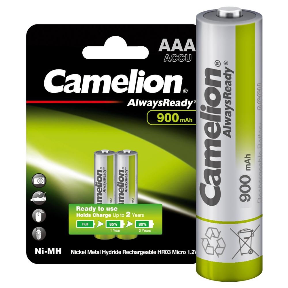 Camelion Always Ready AAA- 900mAh Ni-Mh BL-2 (NH-AAA900ARBP2, аккумулятор, 1.2В)