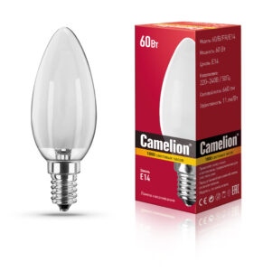 MIC Camelion 60/B/FR/E14 (Эл.лампа накал.с матовой колбой, свеча)