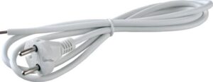 Volsten S-LR4 (Сетевой кабель белый ПВС2х1 с универсальной вилкой, 2200Вт, 10А, без земли, 1.5 м)