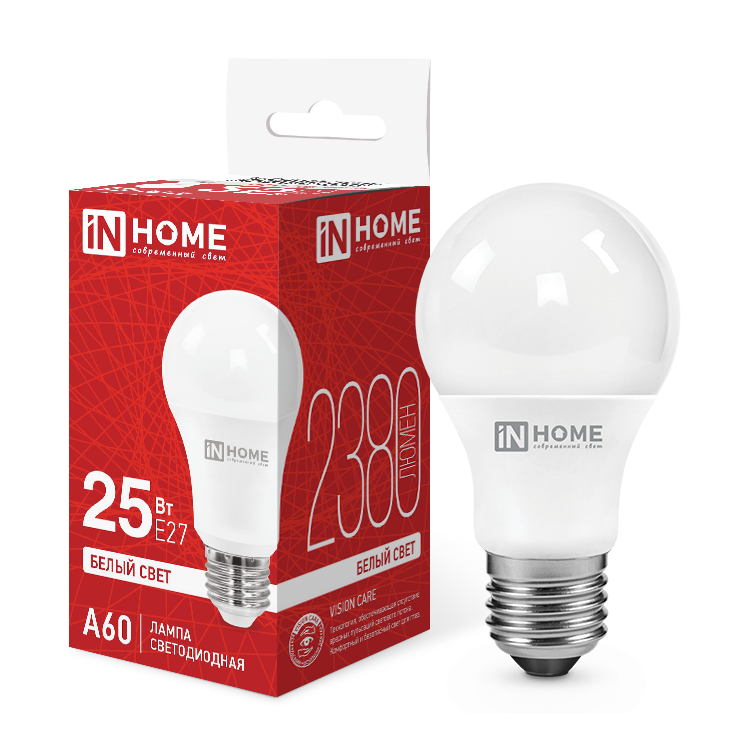 Лампа светодиодная LED-A60-VC 25Вт 230В Е27 4000К 2380Лм IN HOME — изображение 2