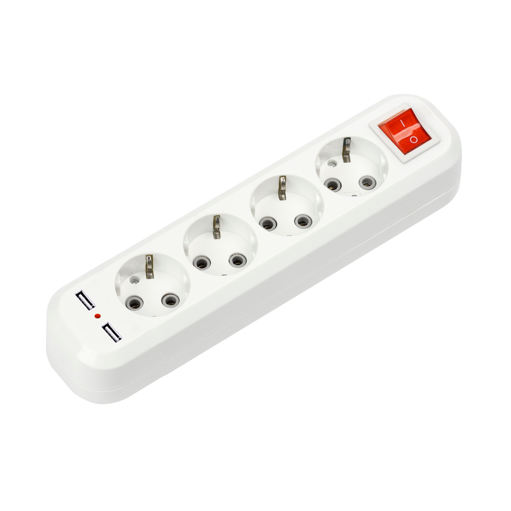 Колодка УЗВ-4USB-GRAND четырехместная с выключателем и заземлением, 2хUSB 5340 IN HOME