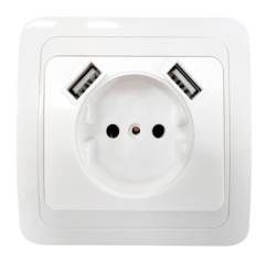 Розетка одинарная CLASSICO с двумя USB белая 2147 IN HOME