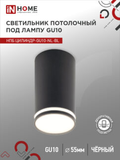 Светильник потолочный НПБ ЦИЛИНДР-GU10-NL-BL под лампу GU10 55х100мм черный IN HOME